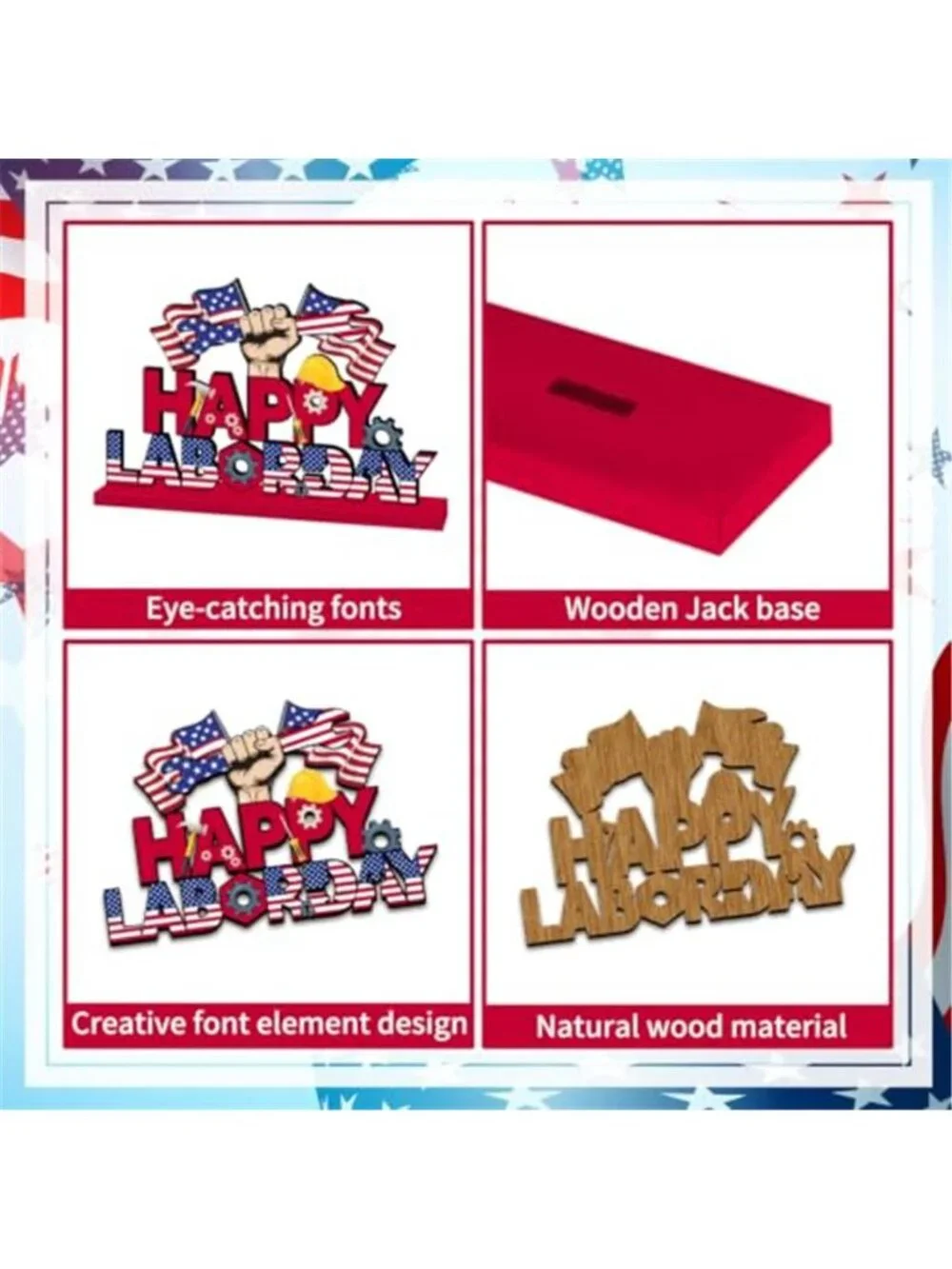 Labor Day Decorations 11.8 X 7.8 Inches Wooden Table Centerpiece